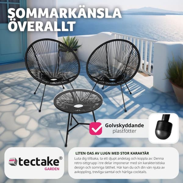 2-set Loungestol Santana med bord - svart