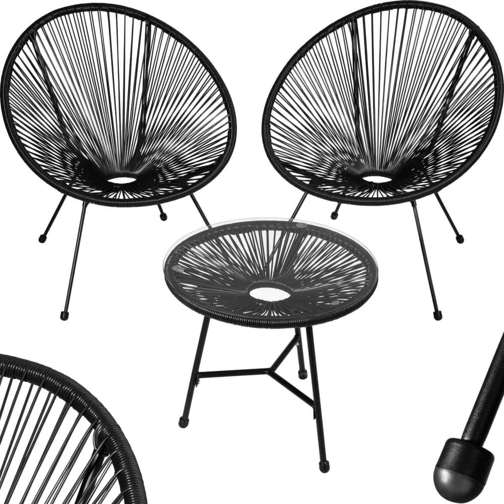 2-set Loungestol Santana med bord - svart
