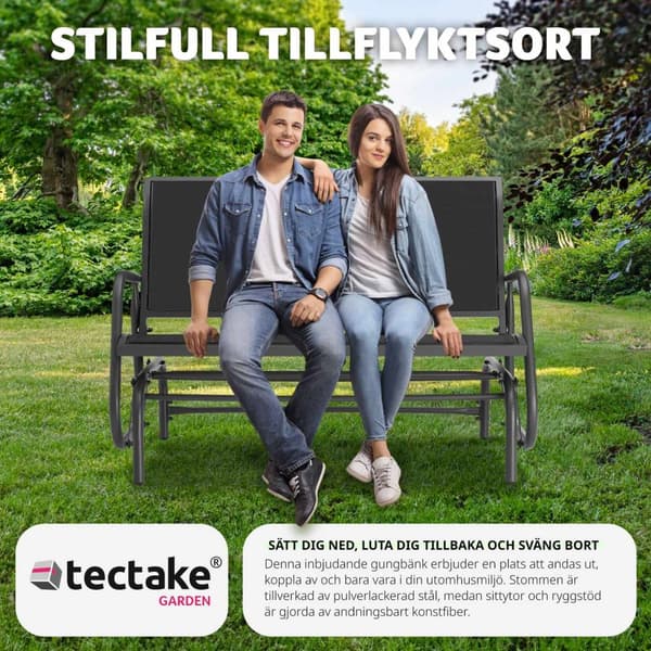 Gungbänk Greta 2-sits 121x72x86,5cm - svart