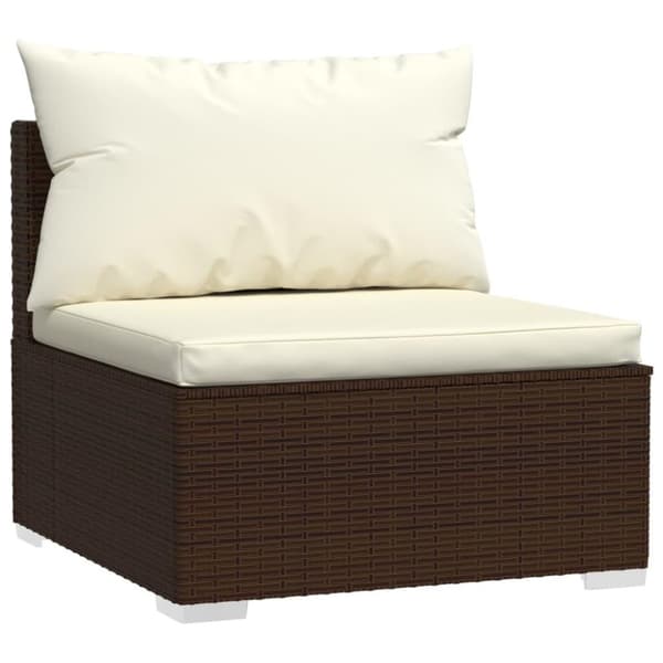vidaXL 4-personers sofa med hynder polyrattan brun