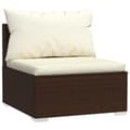 Miniatyrbillede 3 af 10: vidaXL 4-personers sofa med hynder polyrattan brun
