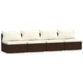 Miniatyrbillede 2 af 10: vidaXL 4-personers sofa med hynder polyrattan brun