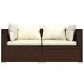 Miniatyrbillede 3 af 11: vidaXL 2-personers sofa med hynder polyrattan brun