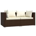 Miniatyrbillede 1 af 11: vidaXL 2-personers sofa med hynder polyrattan brun