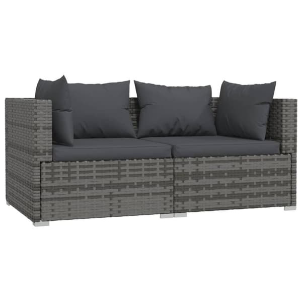 vidaXL loungesæt til haven 3 dele med hynder polyrattan grå