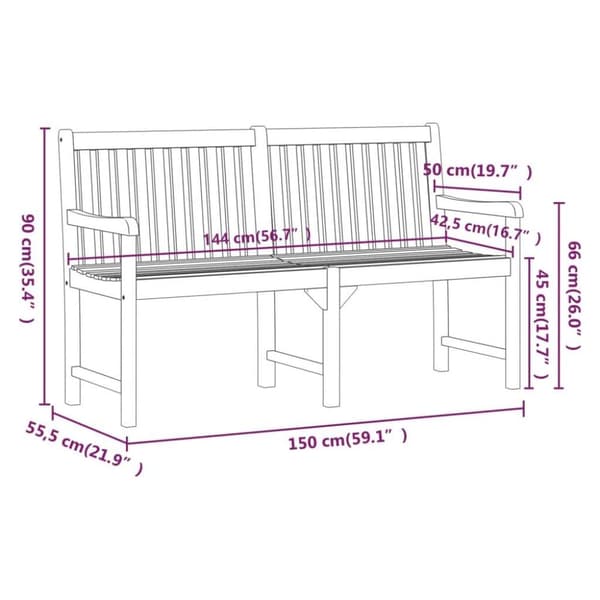 vidaXL Hagebenk 150 cm heltre akasie