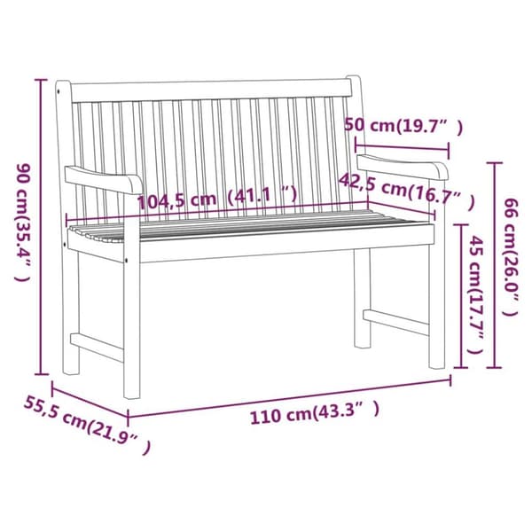 vidaXL Hagebenk 110 cm heltre akasie