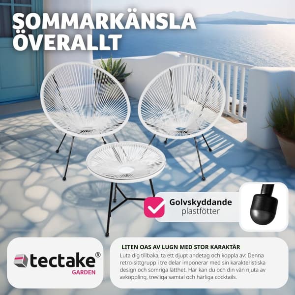 2-set Loungestol Santana med bord - vit