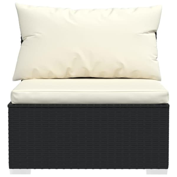 vidaXL 4-personers sofa med hynder polyrattan sort