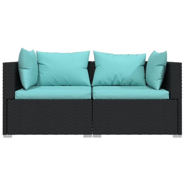 vidaXL 2-personers sofa med hynder polyrattan sort