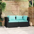 Miniatyrbillede 10 af 11: vidaXL 2-personers sofa med hynder polyrattan sort