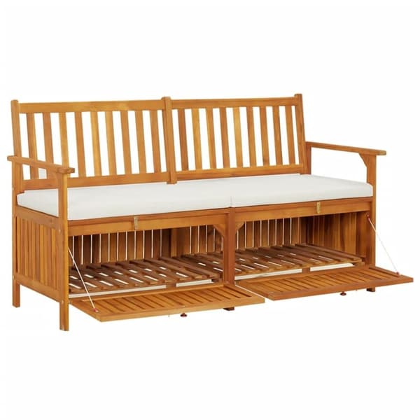 vidaXL Förvaringsbänk med dyna 148 cm massivt akaciaträ
