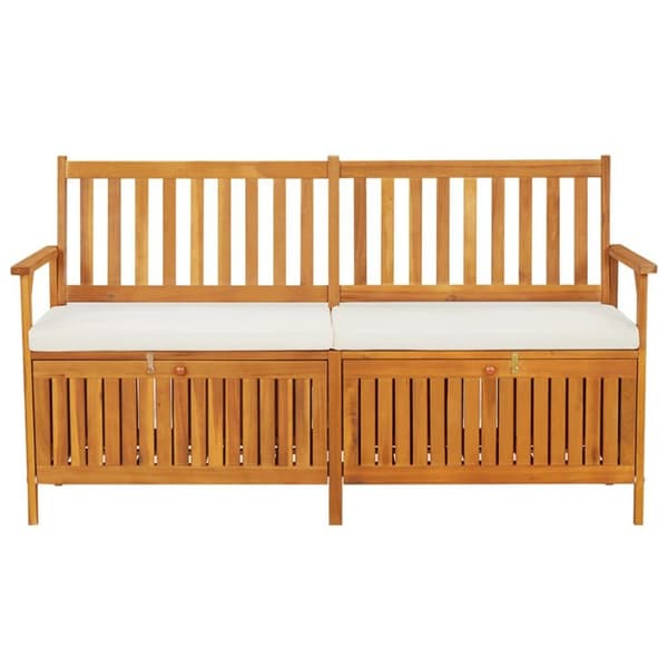 vidaXL Förvaringsbänk med dyna 148 cm massivt akaciaträ