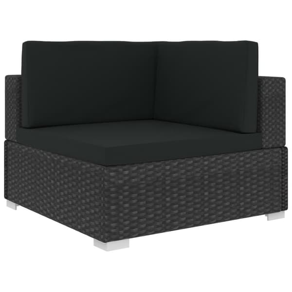 hjørnesæde til sofa med hynder 2 stk. polyrattan sort