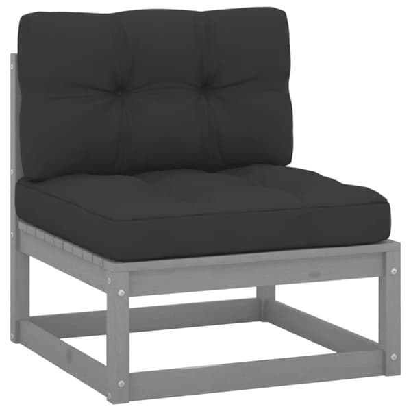 midterdel til havesofa m. antracitgrå hynder massivt fyrretræ