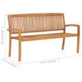 Miniatyrbild 6 av 6: Stapelbar trädgårdsbänk 3-sits 159 cm massiv teak