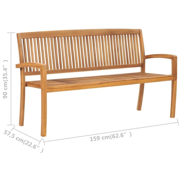 Stapelbar trädgårdsbänk 3-sits 159 cm massiv teak