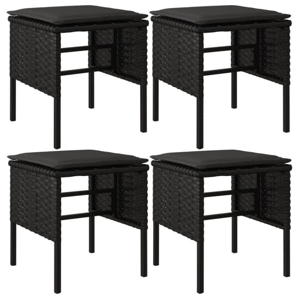 fodskamler med hynder 4 stk. til haven polyrattan sort