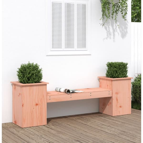 bænk med plantekasser 184,5x39,5x56,5 cm massivt douglasgran