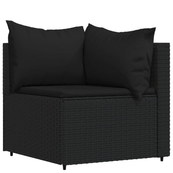 loungesæt til haven 4 dele med hynder polyrattan sort