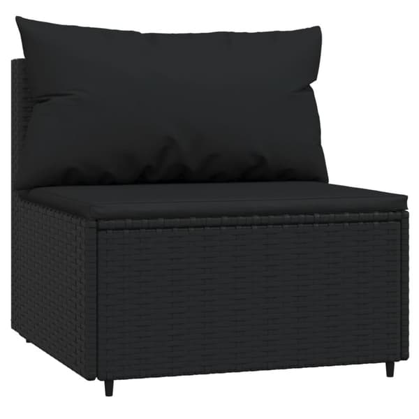loungesæt til haven 4 dele med hynder polyrattan sort