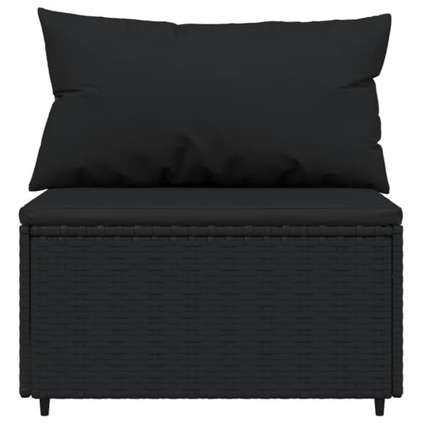 loungesæt til haven 4 dele med hynder polyrattan sort