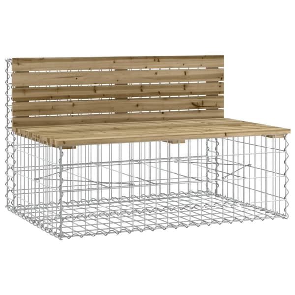 Trädgårdsbänk gabiondesign 347x71x65,5 cm impregnerad furu