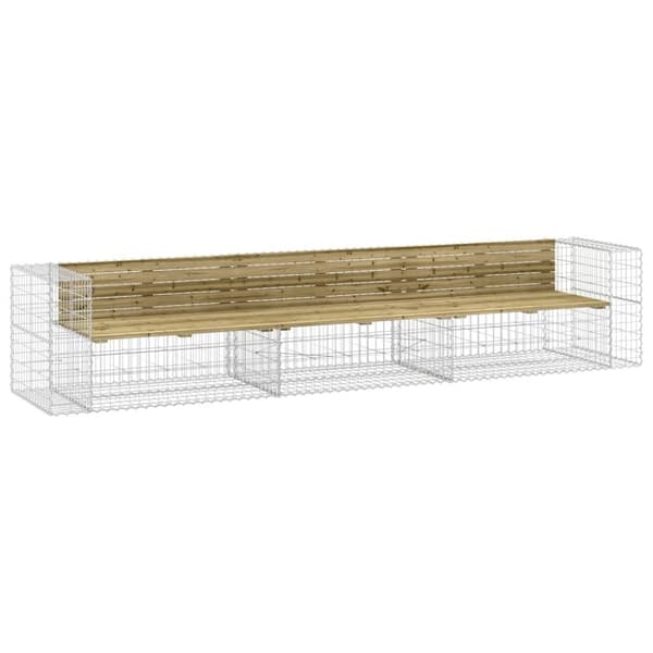 Trädgårdsbänk gabiondesign 347x71x65,5 cm impregnerad furu