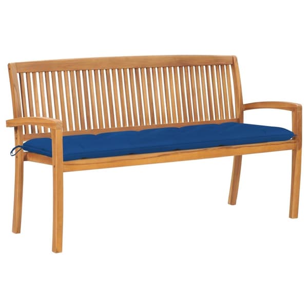 Stapelbar trädgårdsbänk med dyna 159 cm massiv teak