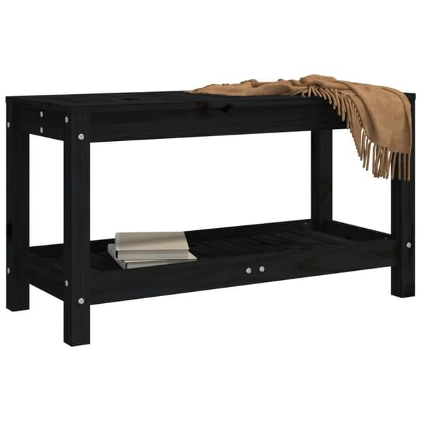 havebænk 82,5x35x45 cm massivt fyrretræ sort