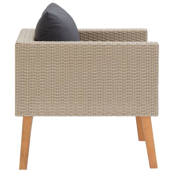 Trädgårdsfåtölj med dynor konstrotting beige