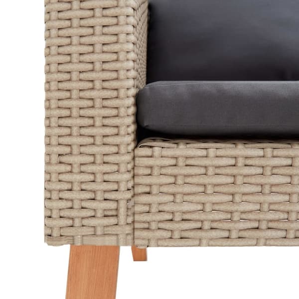 Trädgårdsfåtölj med dynor konstrotting beige