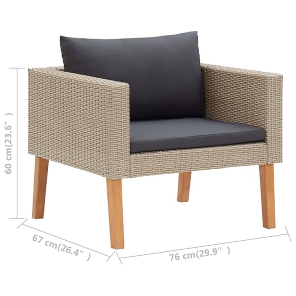 Trädgårdsfåtölj med dynor konstrotting beige