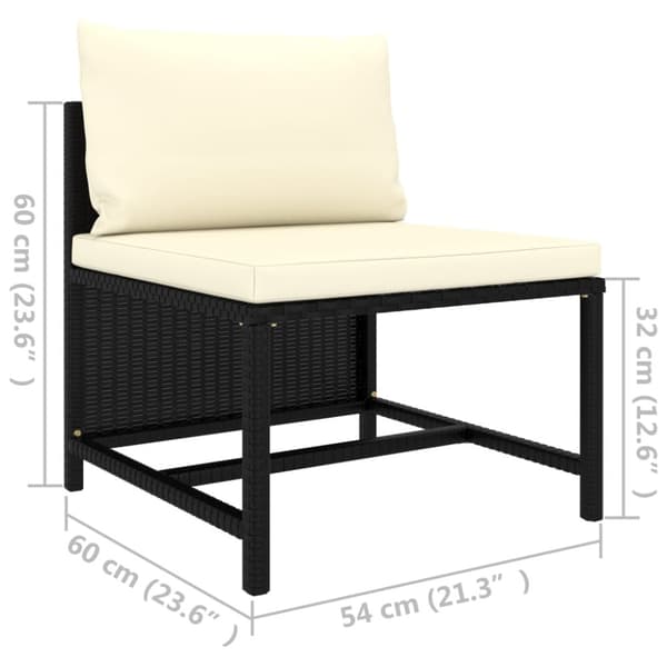 Mittensits till modulsoffa med dynor svart konstrotting