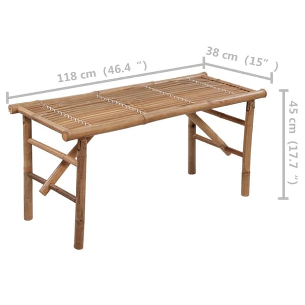 Kokoontaitettava puutarhapenkki tyynyllä, 118 cm, bambua