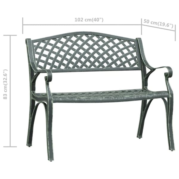 havebænk 102 cm støbt aluminium grøn
