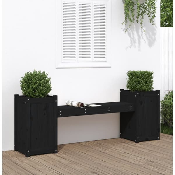bænk med plantekasser 180x36x63 cm massivt fyrretræ sort