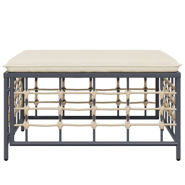 Fotpall med dyna för trädgården beige konstrotting