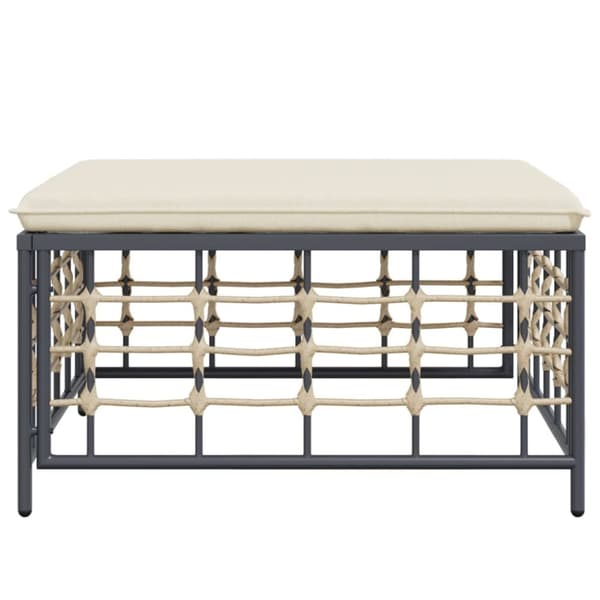 Fotpall med dyna för trädgården beige konstrotting