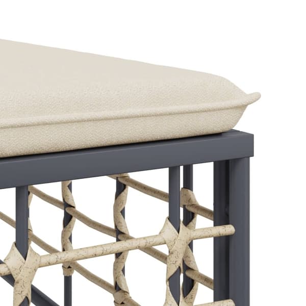 Fotpall med dyna för trädgården beige konstrotting