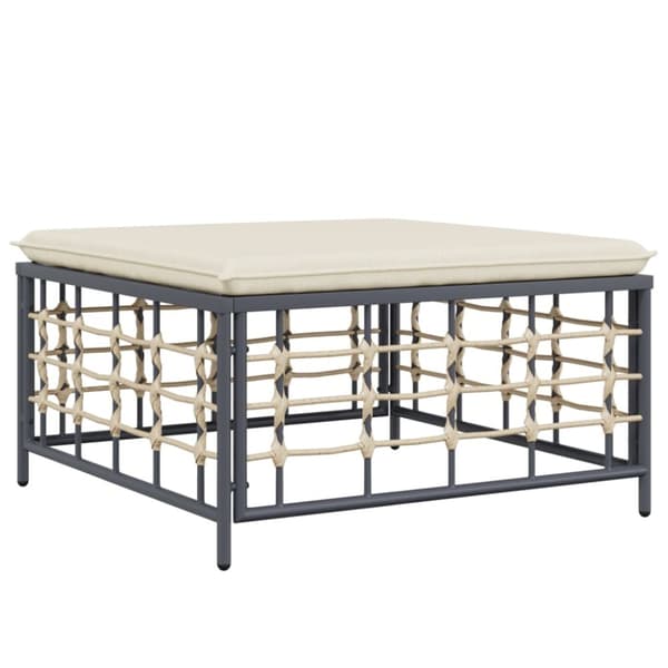Fotpall med dyna för trädgården beige konstrotting