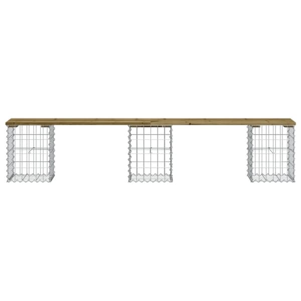 havebænk med gabiondesign 203x31x42 cm imprægneret fyrretræ