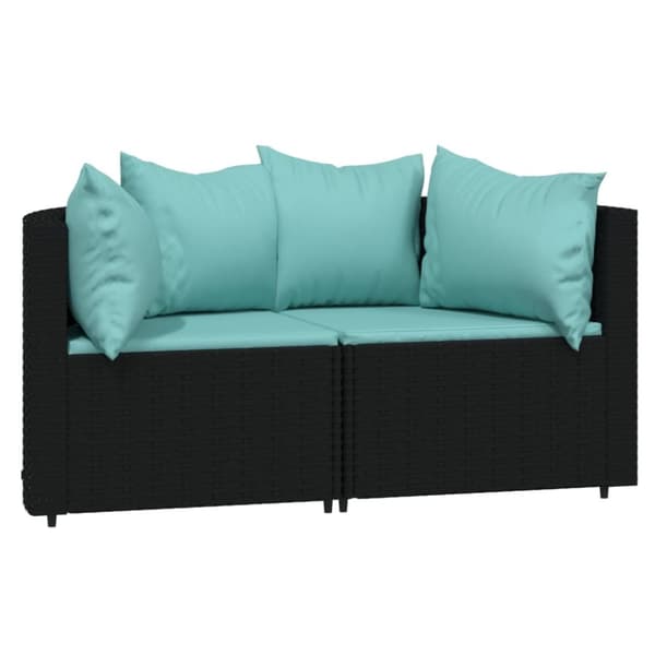 hjørnemoduler til havesofa 2 stk. med hynder polyrattan sort