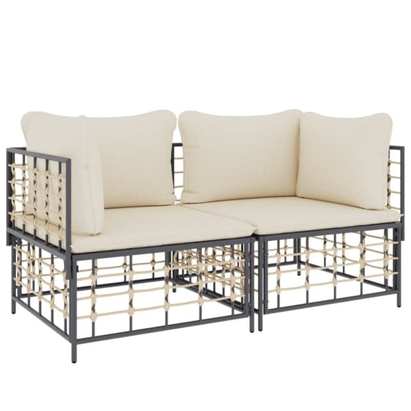 hjørnemoduler til havesofa 2 stk. med hynder polyrattan
