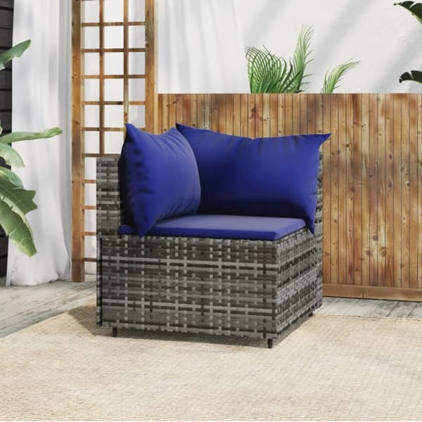 hjørnemodul til havesofa med hynder polyrattan grå