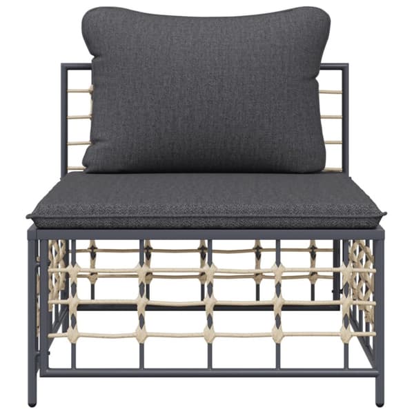 midtermodul til havesofa med mørkegrå hynder polyrattan