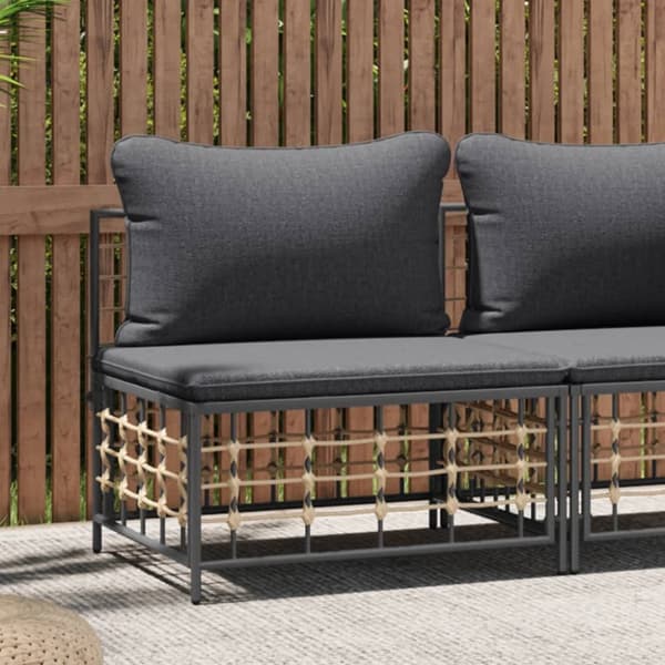 midtermodul til havesofa med mørkegrå hynder polyrattan