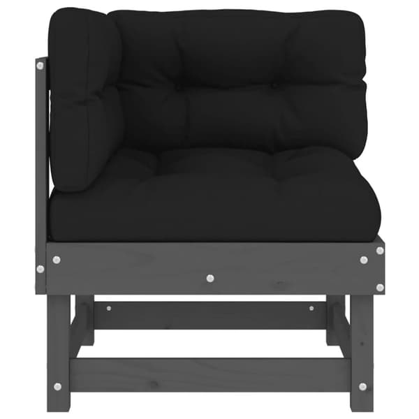 hjørnemoduler til sofa 2 stk. med hynder massivt fyrretræ grå