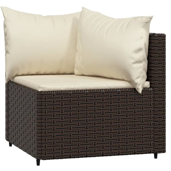 hjørnemoduler til havesofa 2 stk. med hynder polyrattan brun