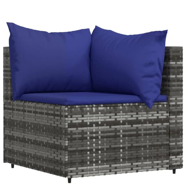 loungesæt til haven 4 dele med hynder polyrattan grå